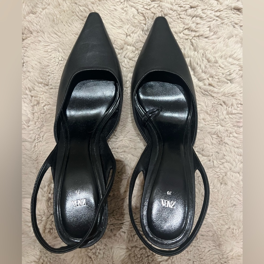Zara Leather Slingback Heels